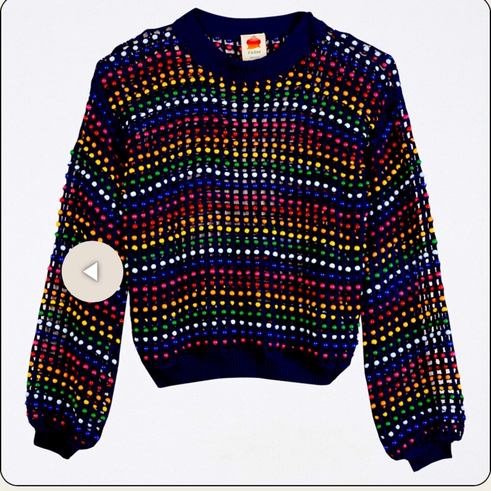 Farm Rio - Beaded Crochet Sweater - Multi-Color